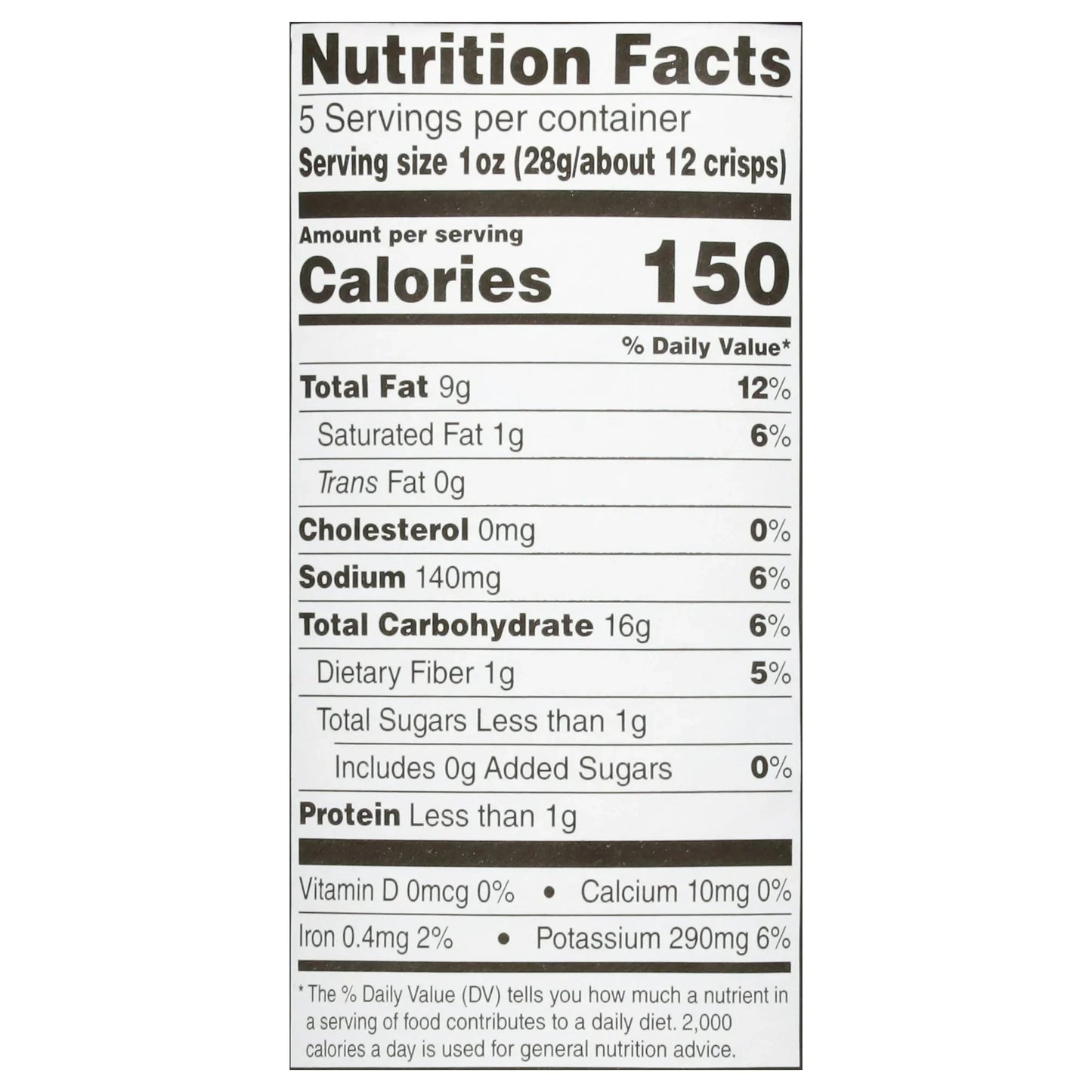 Sensible Portions Garden Veggie Snack Sea Salt Potato Chips, 5 oz Canister