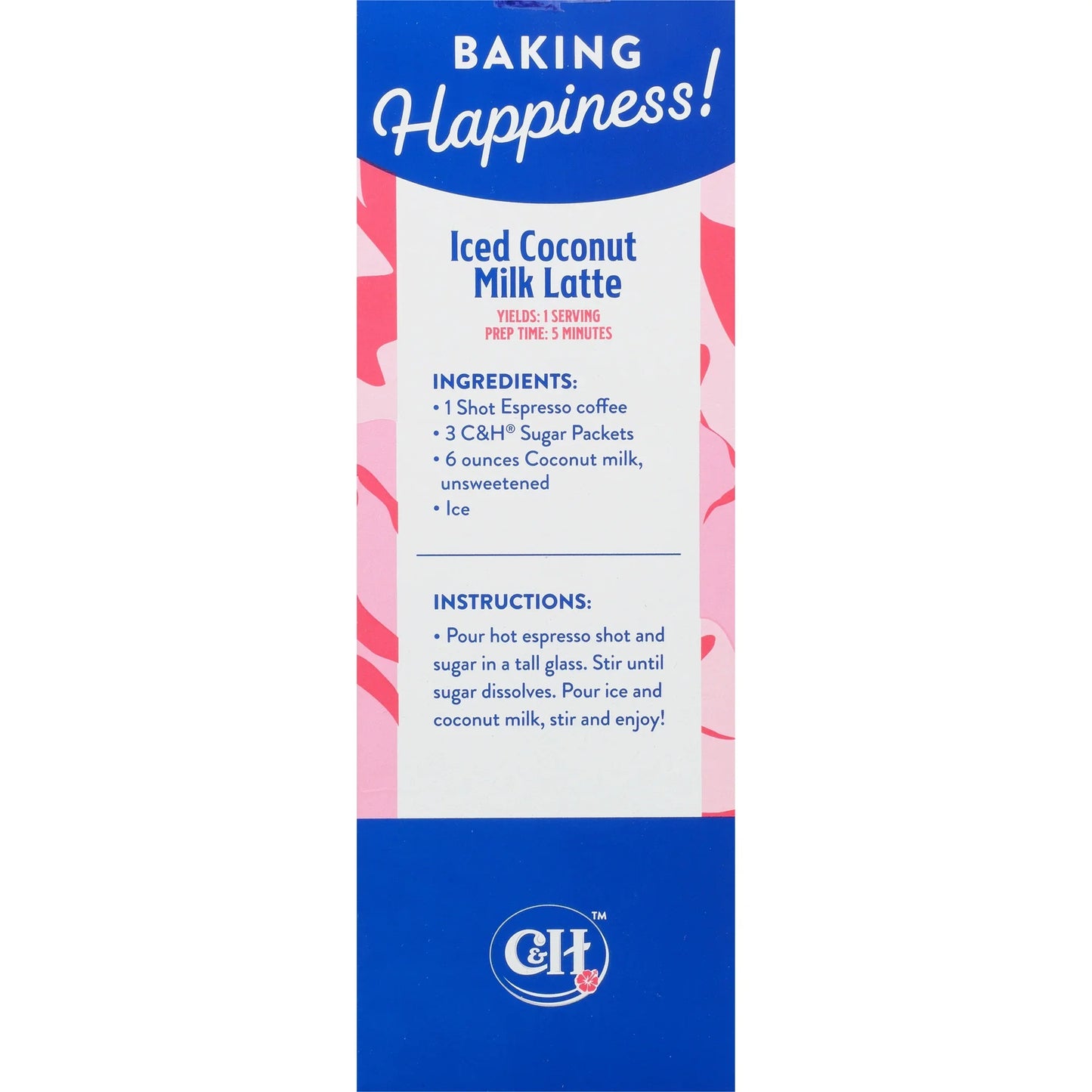 C&H Premium Pure Cane Sugar Packets, 100 Count, 1/8 oz